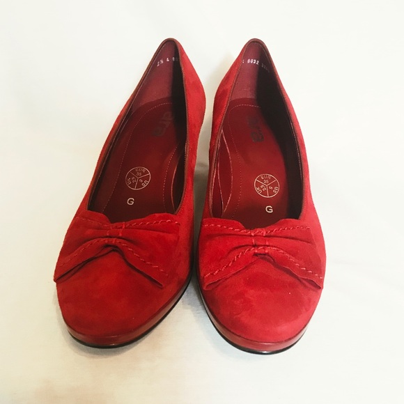 Ara Tivia Red Suede leather pumps size 35 / 5 shoe - Picture 4 of 7